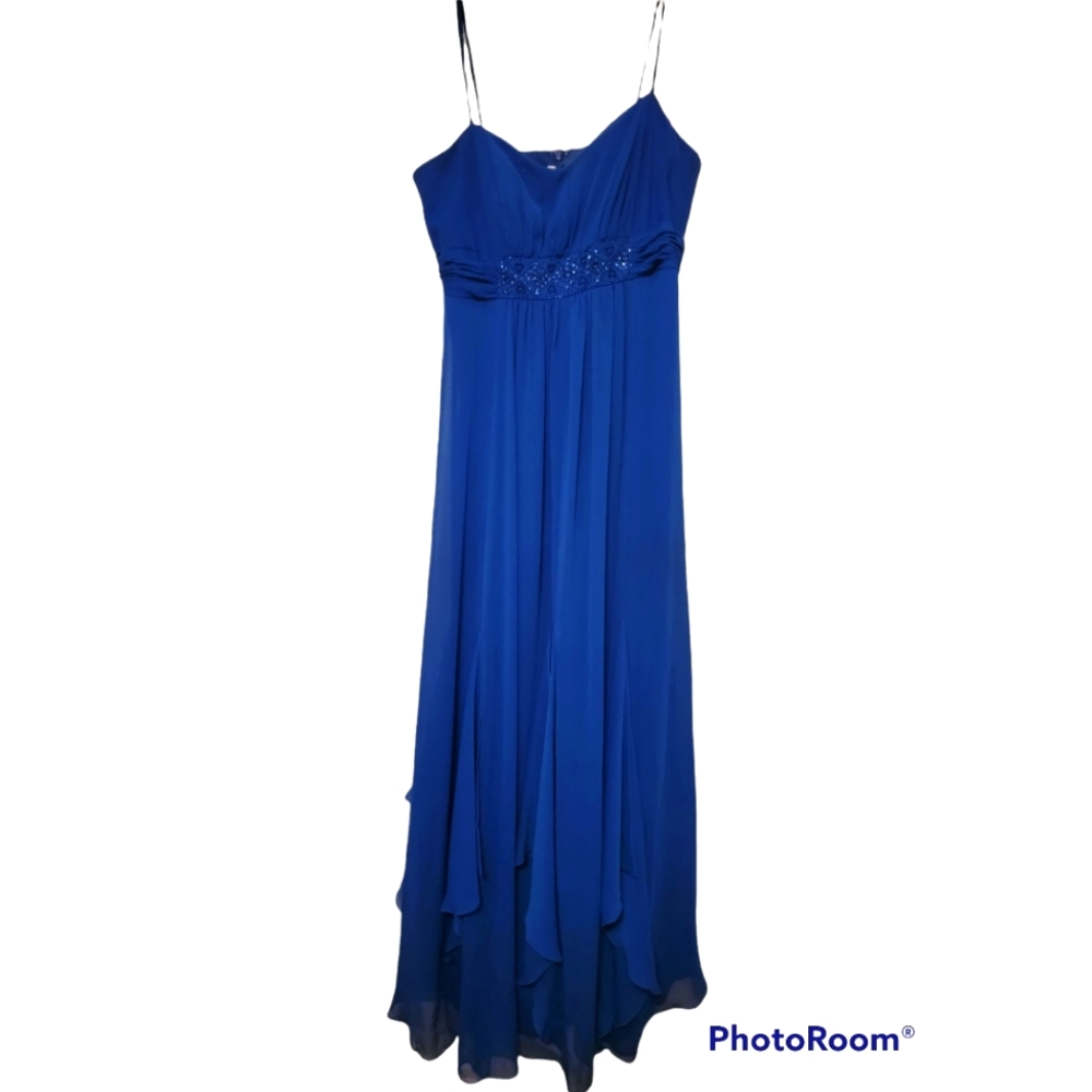David's Bridal Blue Bridesmaid Dress